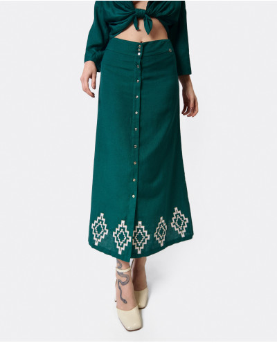 MAXI SKIRT WITH EMBROIDERED...