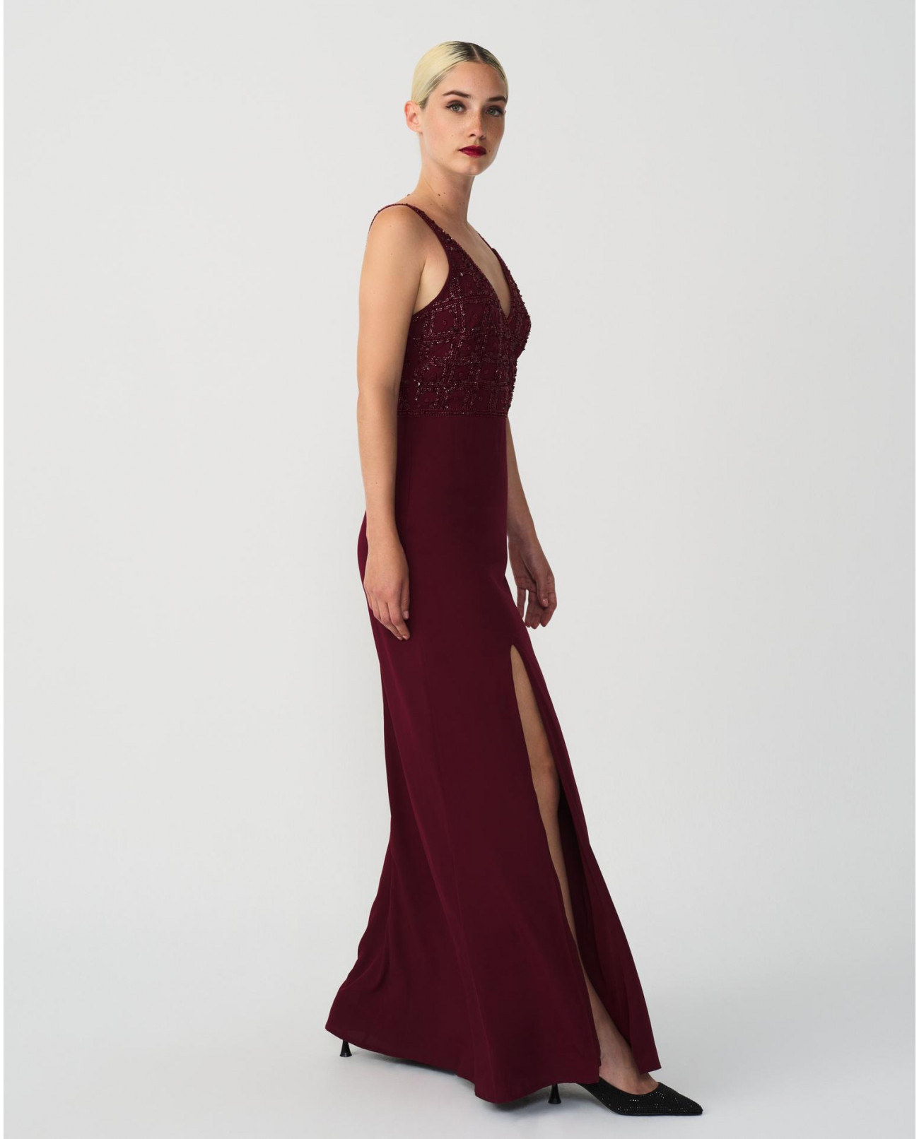 Burgundy chiffon store dress