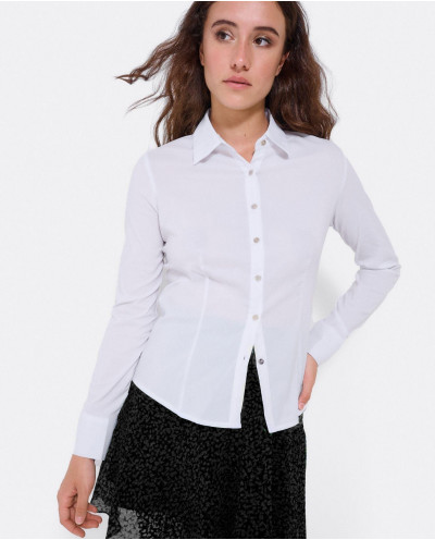 WHITE POPLIN FITTED SHIRT