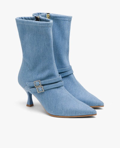BLUE COWBOY BUCKLE ANKLE BOOT
