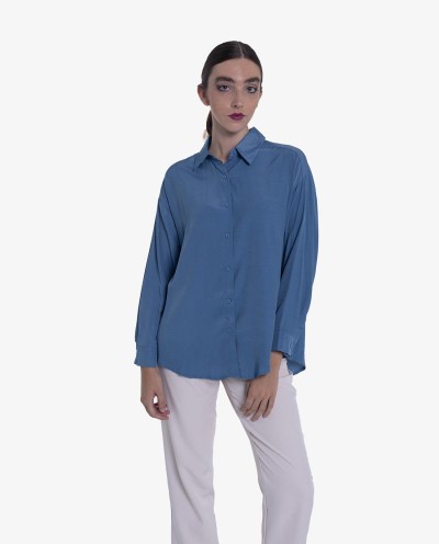 CAMISA BÁSICA CREP AZUL