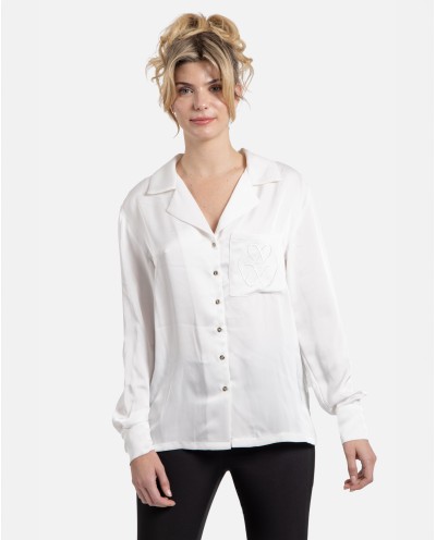 CAMISA BLANCA SATINADA CON...