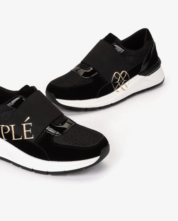 DEPORTIVA NEGRA ELÁSTICA DE TEXTIL...