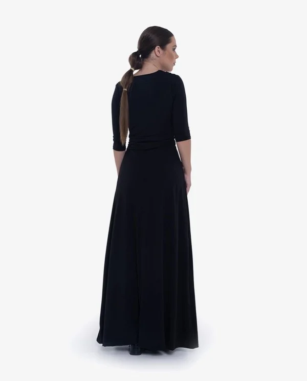 MAXI VESTIDO NUDO PUNTO NEGRO