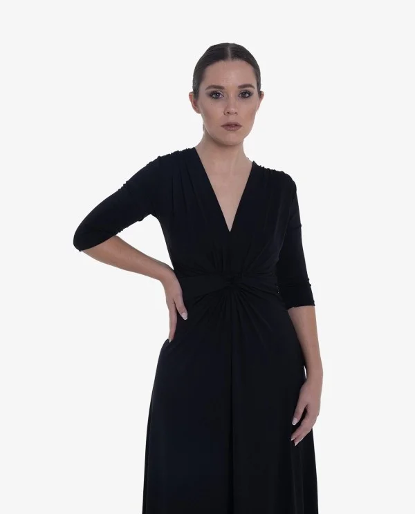 MAXI VESTIDO NUDO PUNTO NEGRO