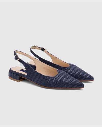 CAÑOS RAFFIA NAVY FLAT SHOES 2