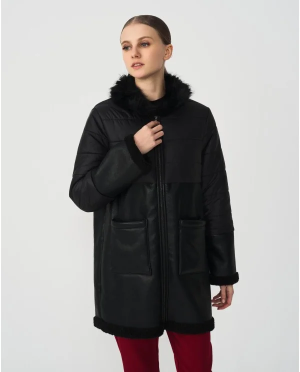 PARKA POLIPIEL NYLON NEGRO