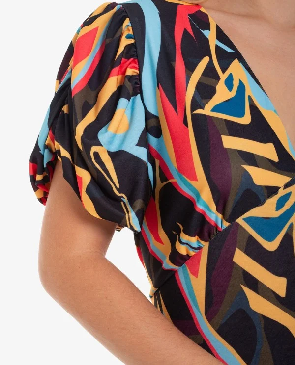 VESTIDO LARGO ESTAMPADO ARTIST MANGAS...