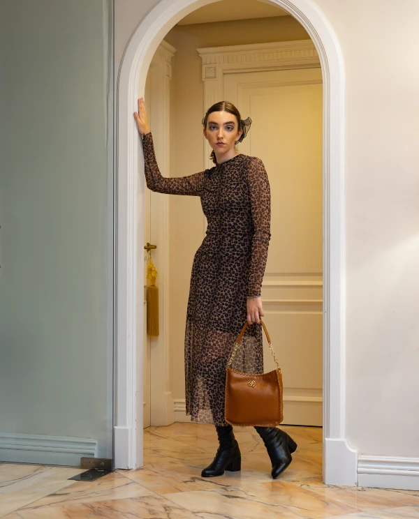 VESTIDO MIDI TUL LEOPARDO MULTICOLOR