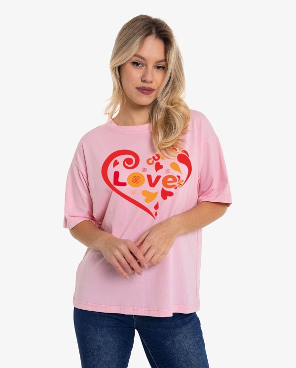CAMISETA ROSA OVERSIZE CUPLÉ LOVE