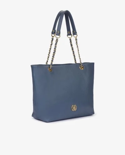 SHOPPER CADENA PIEL AZUL 2