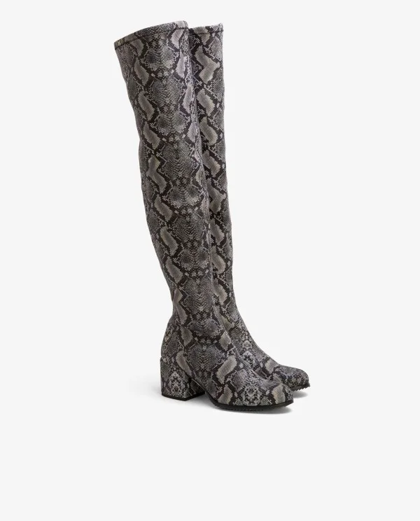 BOTA MOSQUETERA STRECH SERPIENTE GRIS