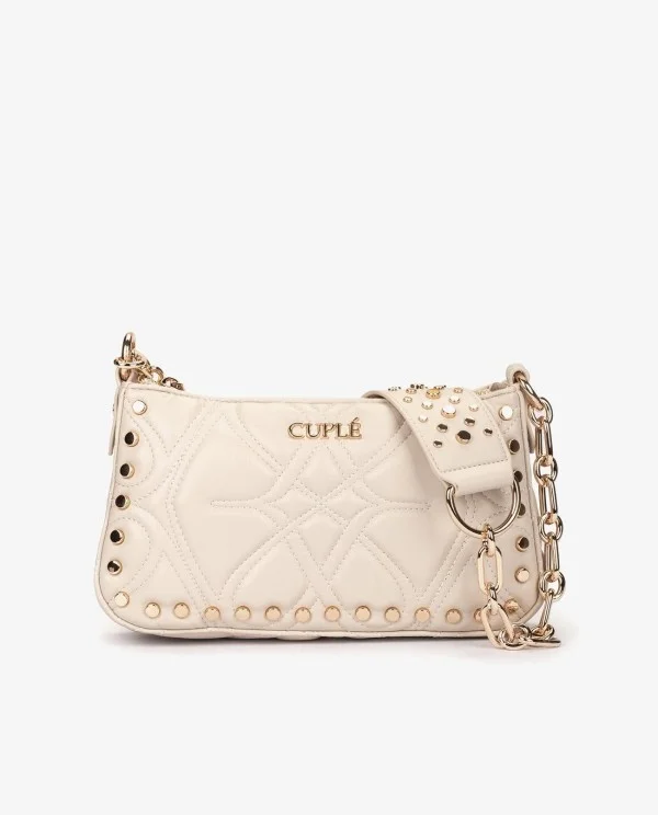 BOLSO DE HOMBRO BEIGE ACOLCHADO CON...