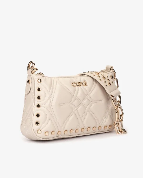 BOLSO DE HOMBRO BEIGE ACOLCHADO CON...