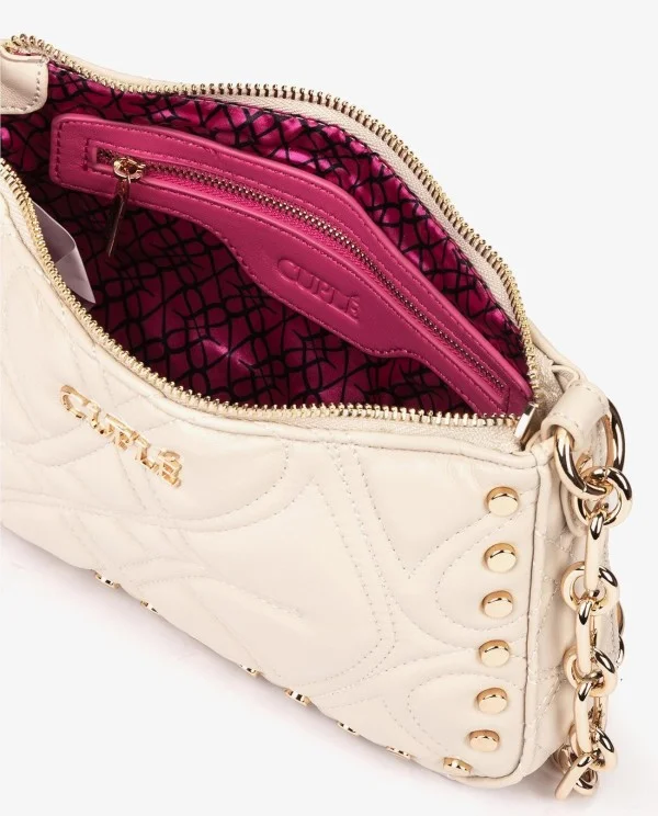 BOLSO DE HOMBRO BEIGE ACOLCHADO CON...