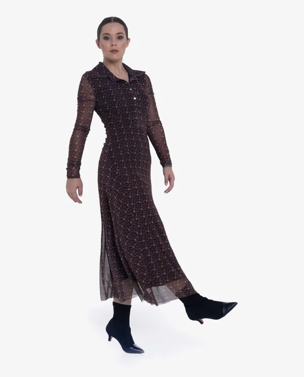 VESTIDO MIDI DE TUL ESTAMPADO FLORAL...