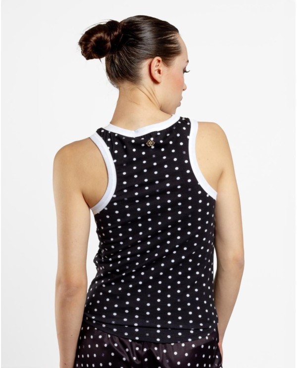 TOP HALTER PUNTO LUNARES BLANCO NEGRO