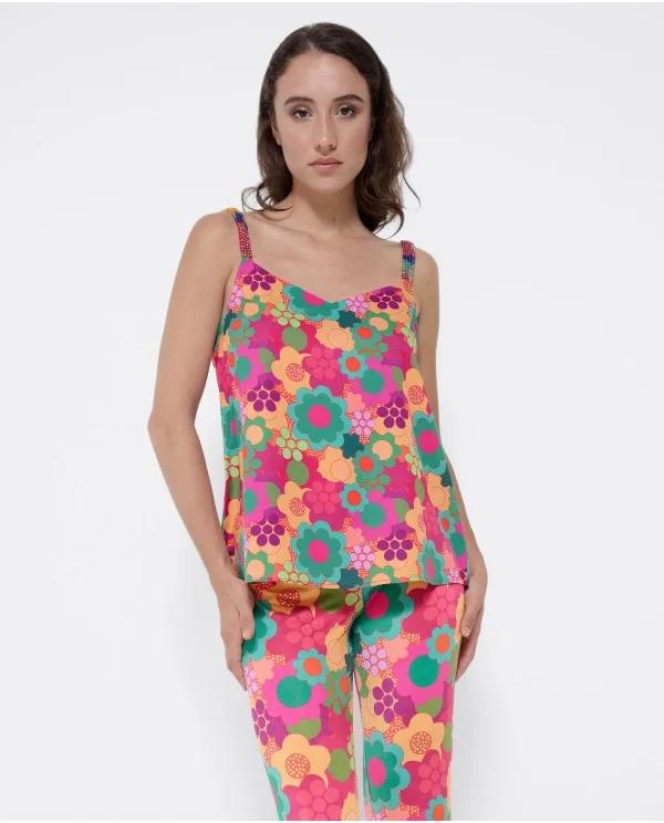 TOP TIRANTES SATEN ESTAMPADO FLORES