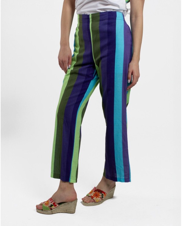 PANTALON RECTO ALGODON RAYAS AZUL