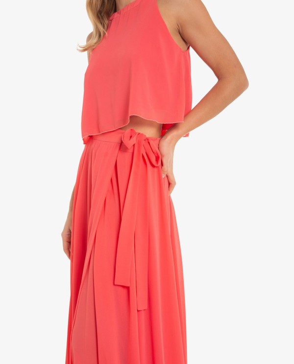FALDA LARGA CORAL CON ABERTURA