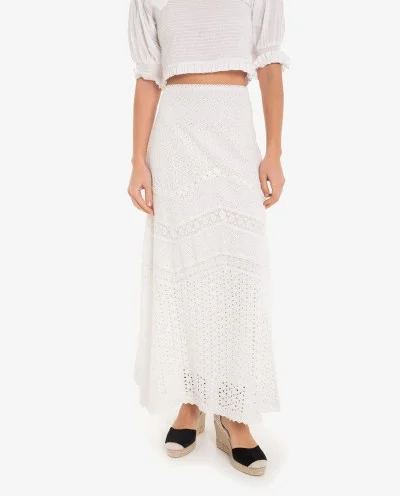 FALDA LARGA BLANCA BORDADA...