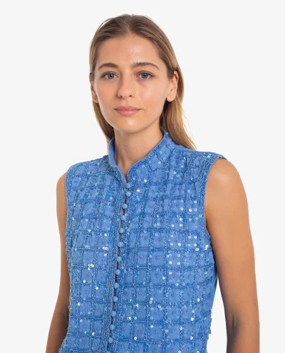 CHALECO AZUL CON BORDADOS Y... 2