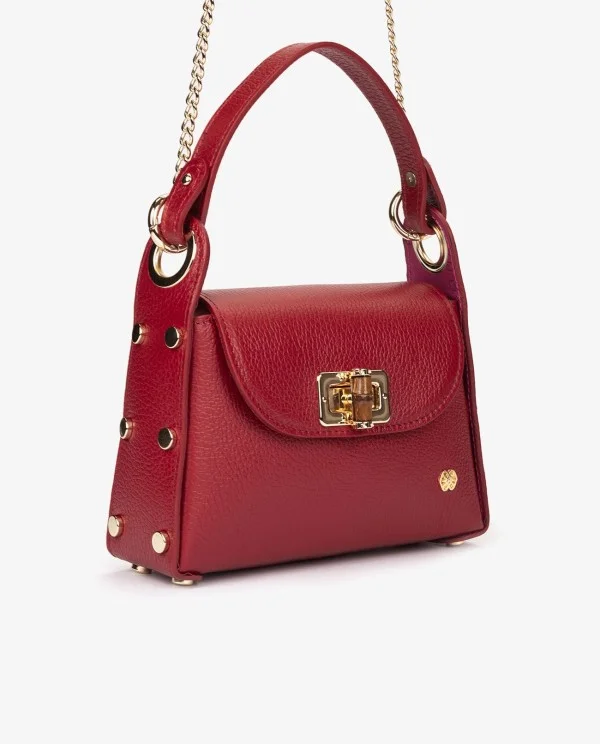 MINI BOLSO TACHAS PIEL ROJO
