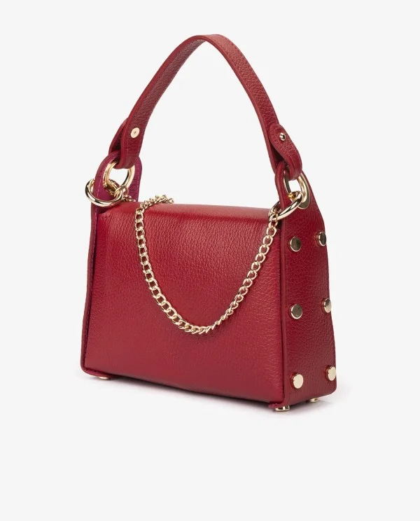 MINI BOLSO TACHAS PIEL ROJO