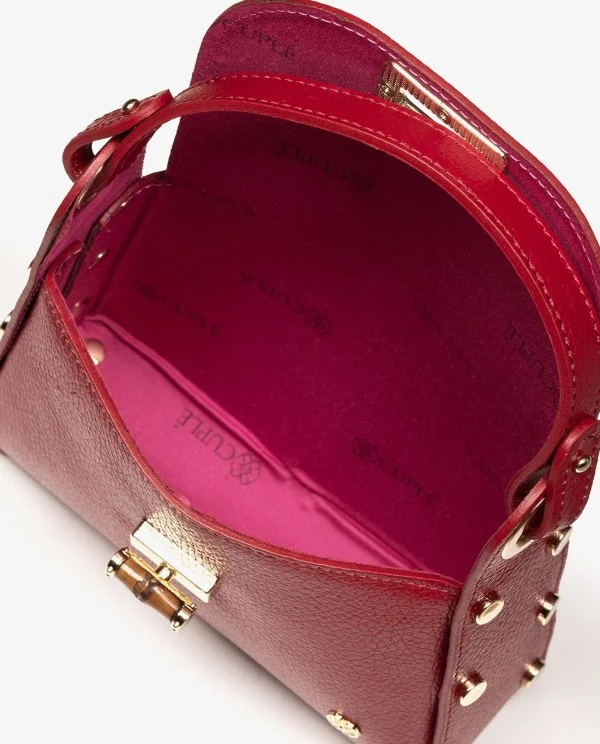 MINI BOLSO TACHAS PIEL ROJO
