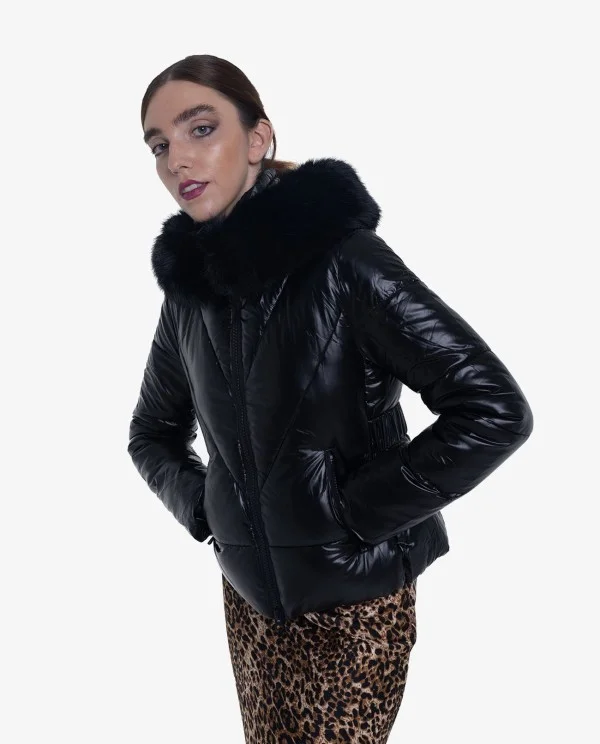 PARKA ACOLCHADA DE NYLON NEGRA CON...