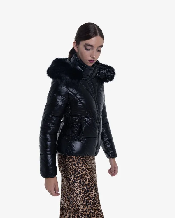 PARKA ACOLCHADA DE NYLON NEGRA CON...