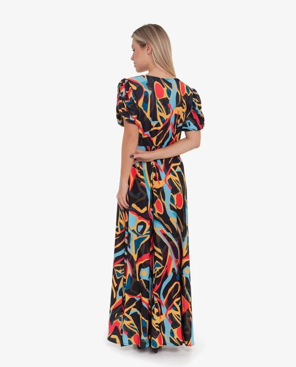 VESTIDO LARGO ESTAMPADO ARTIST MANGAS...