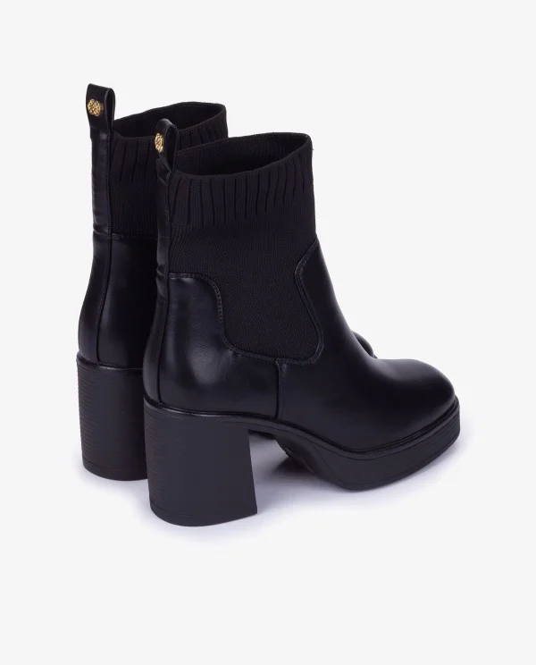 BOTÍN CALCETÍN TACÓN TECNOPIEL NEGRO