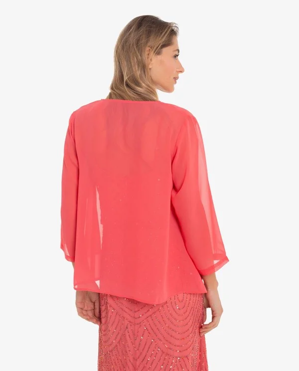 KIMONO CORAL LIGERO CON DETALLE DORADO