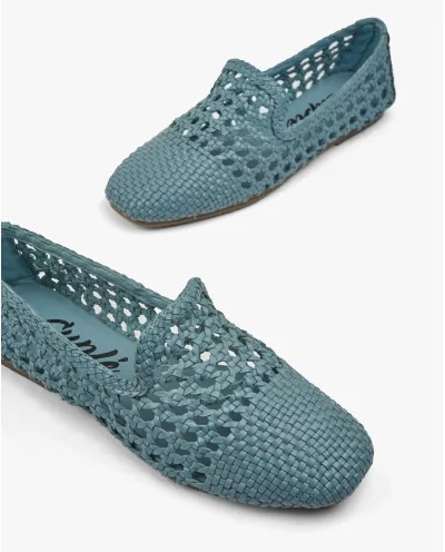 MOCASIN PIEL TRENZADA AZUL 2