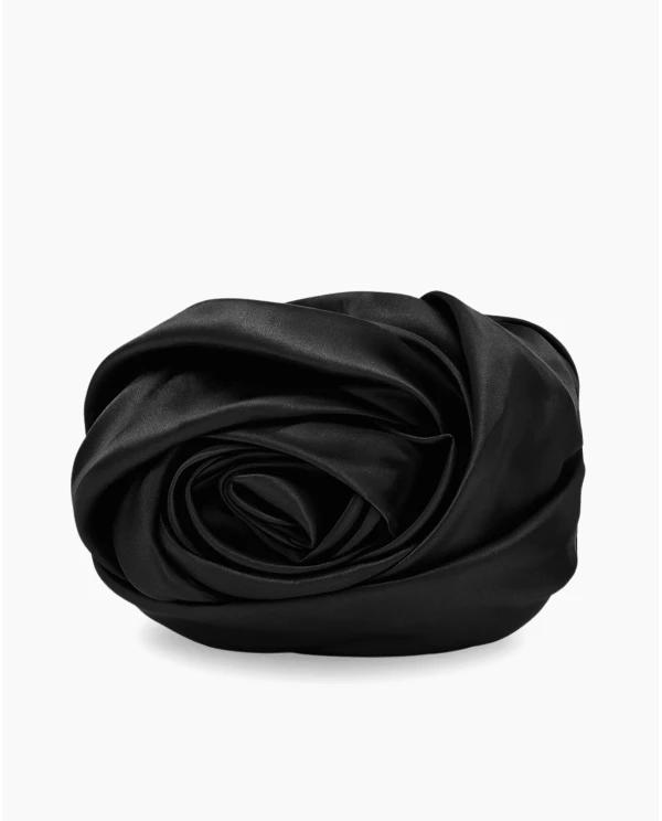 CLUTCH FLOR RASO NEGRO