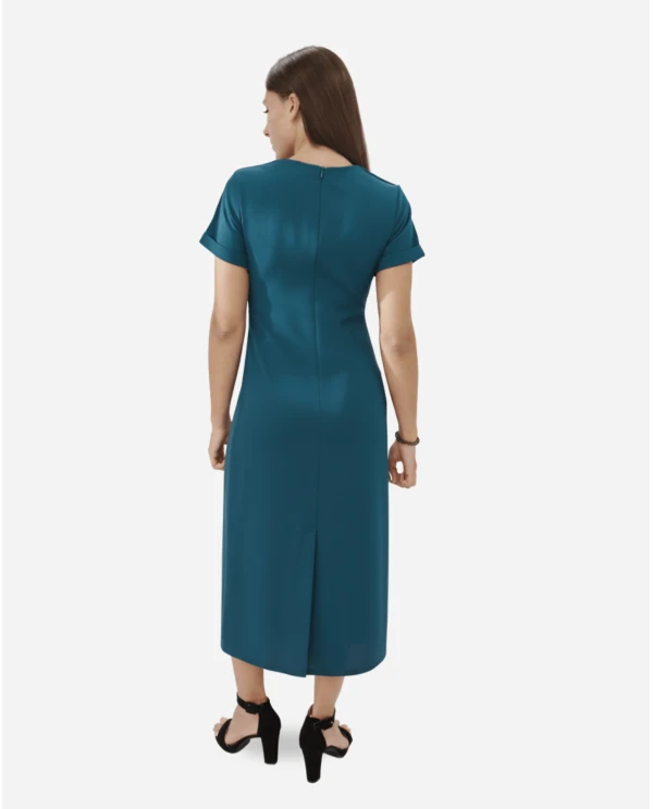 VESTIDO PINZAS CREP AZUL