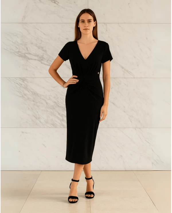 VESTIDO PINZAS CREP NEGRO