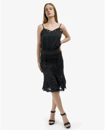 FALDA EVASÉ ENCAJE NEGRO