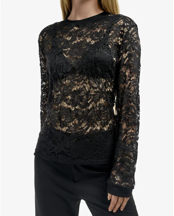 JERSEY MANGA LARGA ENCAJE NEGRO
