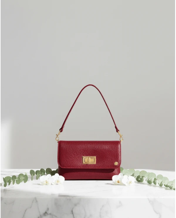 BANDOLERA PIEL BURDEOS