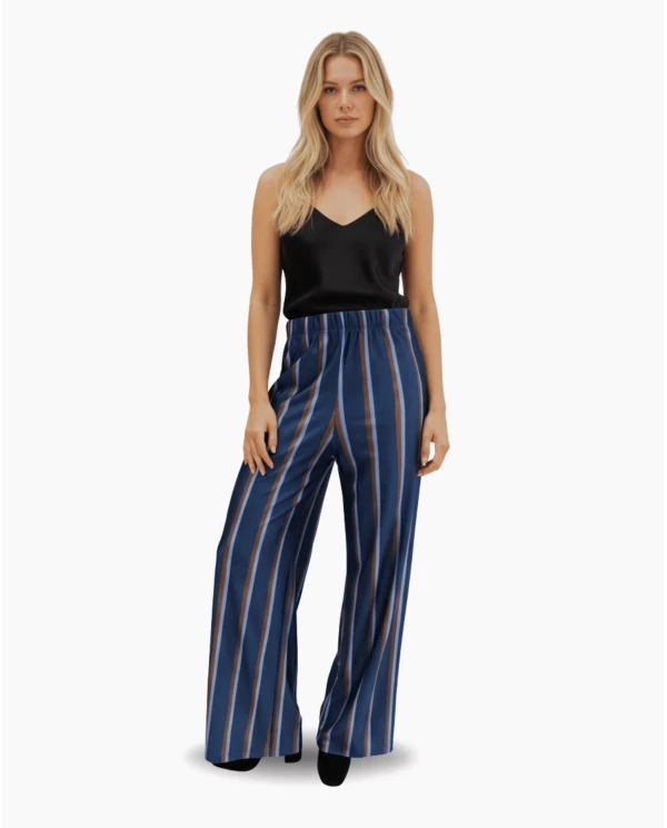 PANTALON PALAZZO RAYAS AZULES