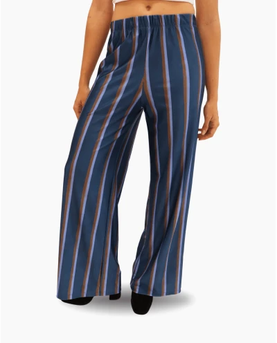 PANTALON PALAZZO RAYAS AZULES 2