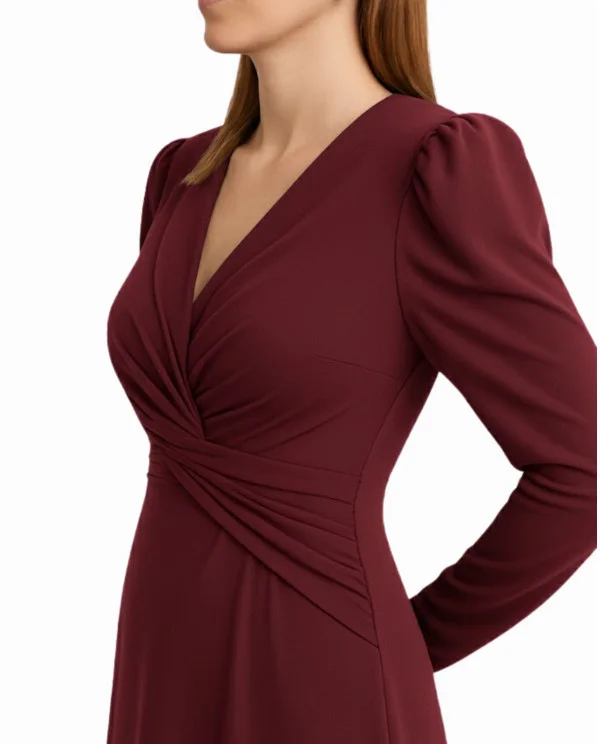 VESTIDO MIDI PUNTO GRANATE