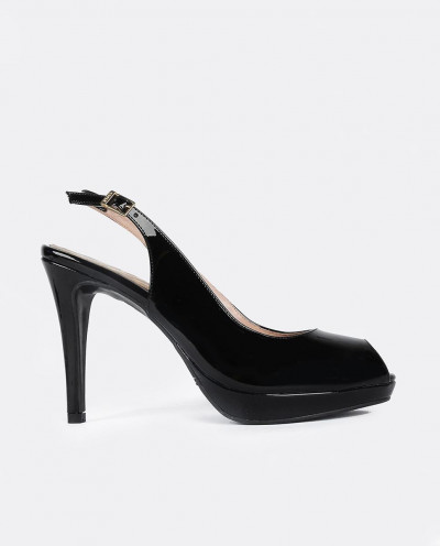 PEEP TOE DEST ULTRASUEDE NEGRO