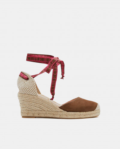 JUTE WEDGE WITH BROWN SUEDE...