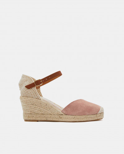 JUTE WEDGE WITH PALM PINK...