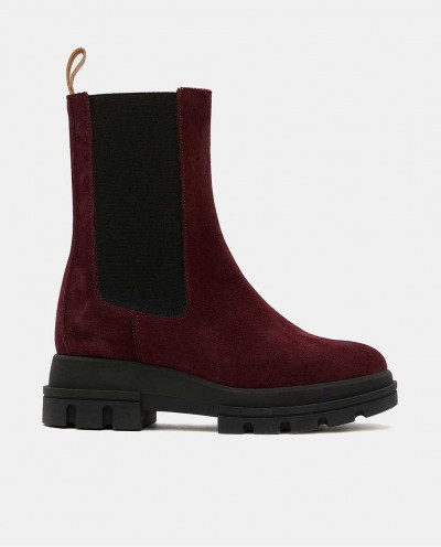 BURGUNDY SUEDE ELASTIC BOOT