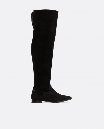 BLACK SUEDE MUSKETEER BOOT