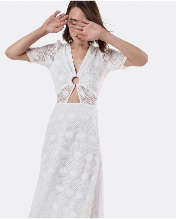 White Lace Cut-out Dress